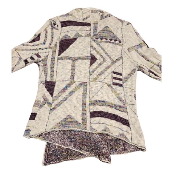 Buckle Knitted Open Front Drape Cardigan Sweater Off White Multi L - Picture 4 of 10